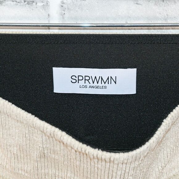 SPRWMN Los Angeles Women's Ankle Flare Corduroy Pants in Beige size Small $275 - Picture 13 of 13